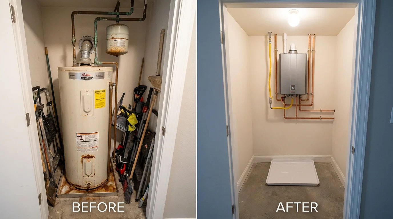Tank water heater versus wall-mounted tankless unit comparison for Wheat Ridge, CO homeowners